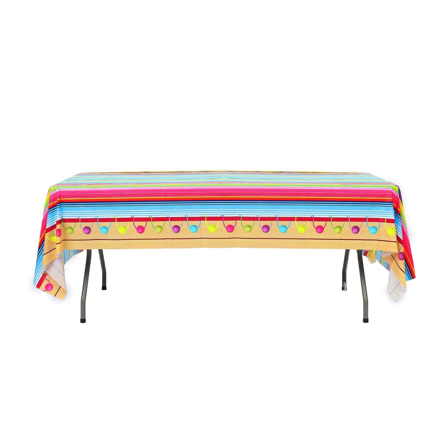 5 - Pack Plastic Table Covers Mexican Serape Rectangle - Vibrant PVC Disposable Tablecloths for Cinco De Mayo 54"x108" - Bell Racket Store