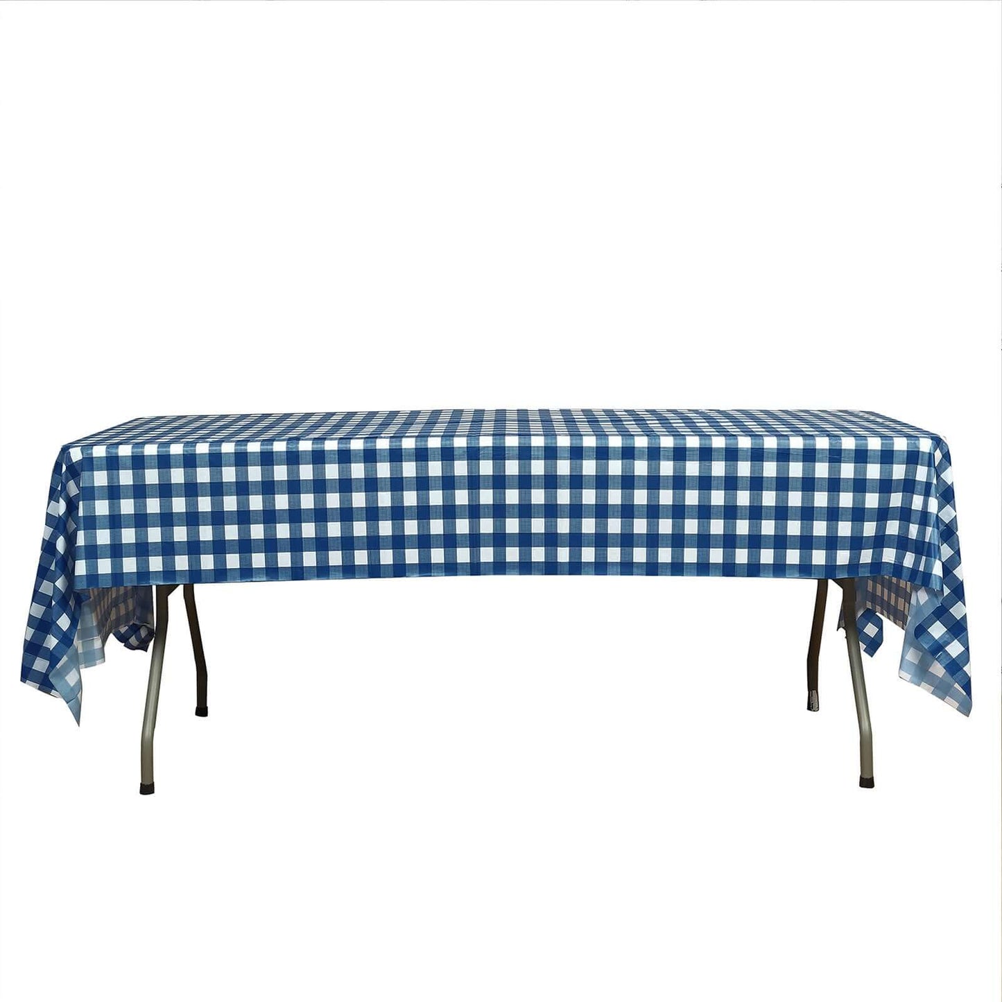 5 - Pack Plastic Table Covers Navy Blue Checkered Rectangle - Durable PVC Disposable Covers for Events 54"x108" - NestOCart