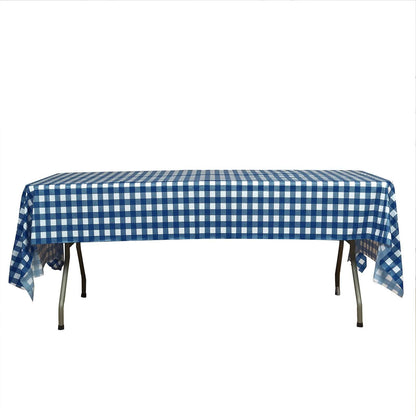 5 - Pack Plastic Table Covers Navy Blue Checkered Rectangle - Durable PVC Disposable Covers for Events 54"x108" - NestOCart