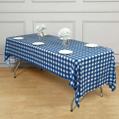 5 - Pack Plastic Table Covers Navy Blue Checkered Rectangle - Durable PVC Disposable Covers for Events 54"x108" - NestOCart