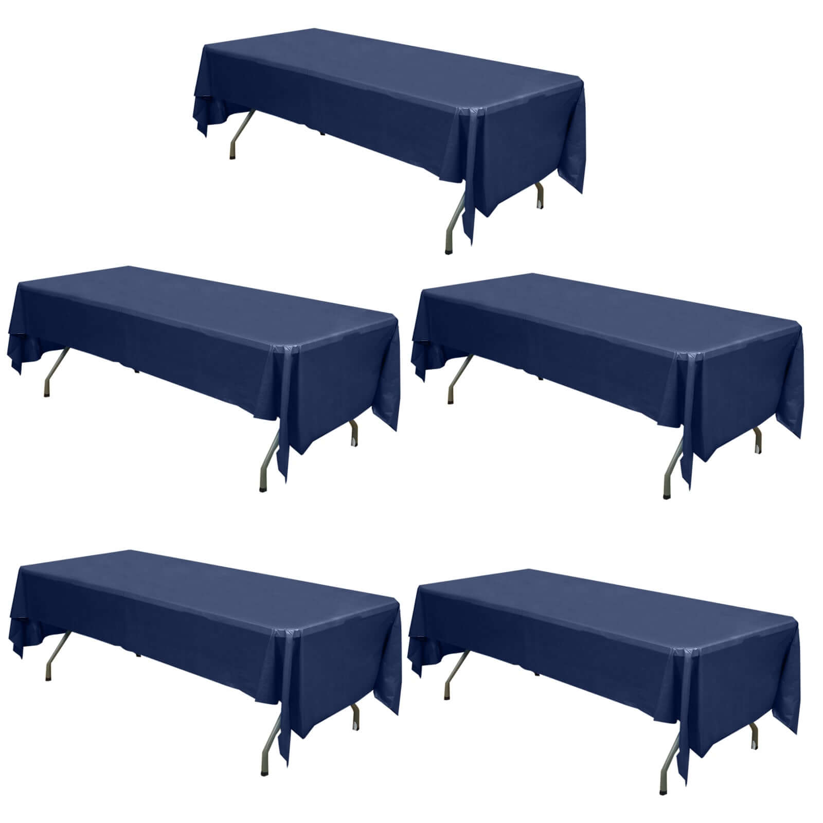 5 - Pack Plastic Table Covers Navy Blue Rectangle - Reliable PVC Disposable Covers for Gatherings 54"x108" - Bell Racket Store