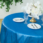 5 - Pack Plastic Table Covers Navy Blue Round - Durable PVC Disposable Tablecloths for Events 84" - Bell Racket Store