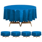 5 - Pack Plastic Table Covers Navy Blue Round - Durable PVC Disposable Tablecloths for Events 84" - Bell Racket Store