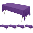 5 - Pack Plastic Table Covers Purple Rectangle - Reliable PVC Disposable Covers for Gatherings 54"x108" - Bell Racket Store