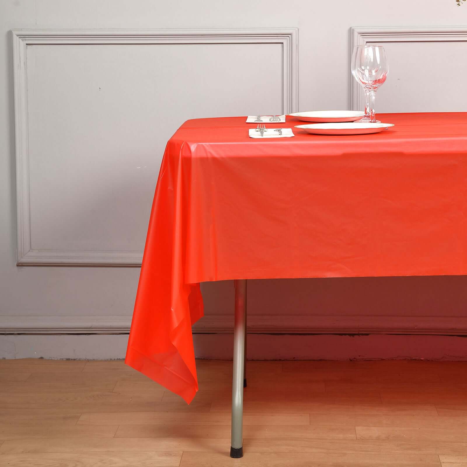 5 - Pack Plastic Table Covers Red Rectangle - Reliable PVC Disposable Covers for Gatherings 54"x108" - NestOCart