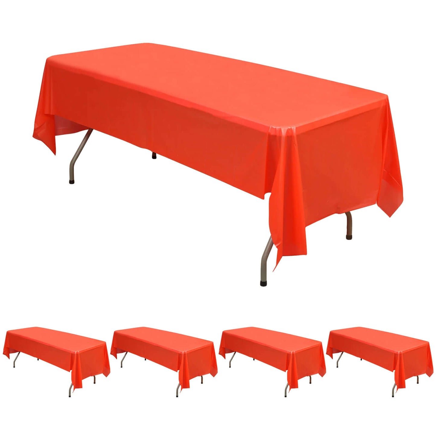 5 - Pack Plastic Table Covers Red Rectangle - Reliable PVC Disposable Covers for Gatherings 54"x108" - NestOCart
