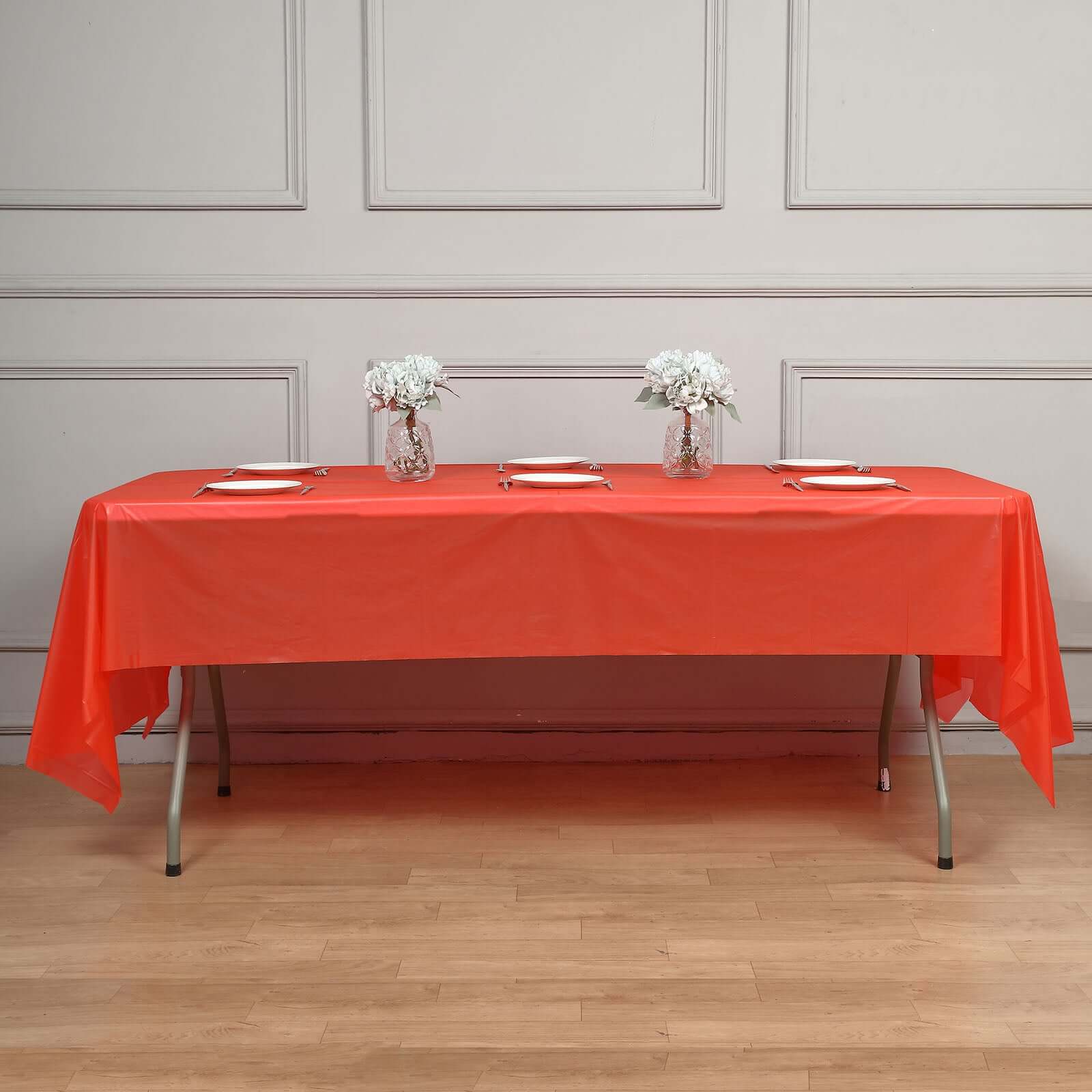5 - Pack Plastic Table Covers Red Rectangle - Reliable PVC Disposable Covers for Gatherings 54"x108" - NestOCart