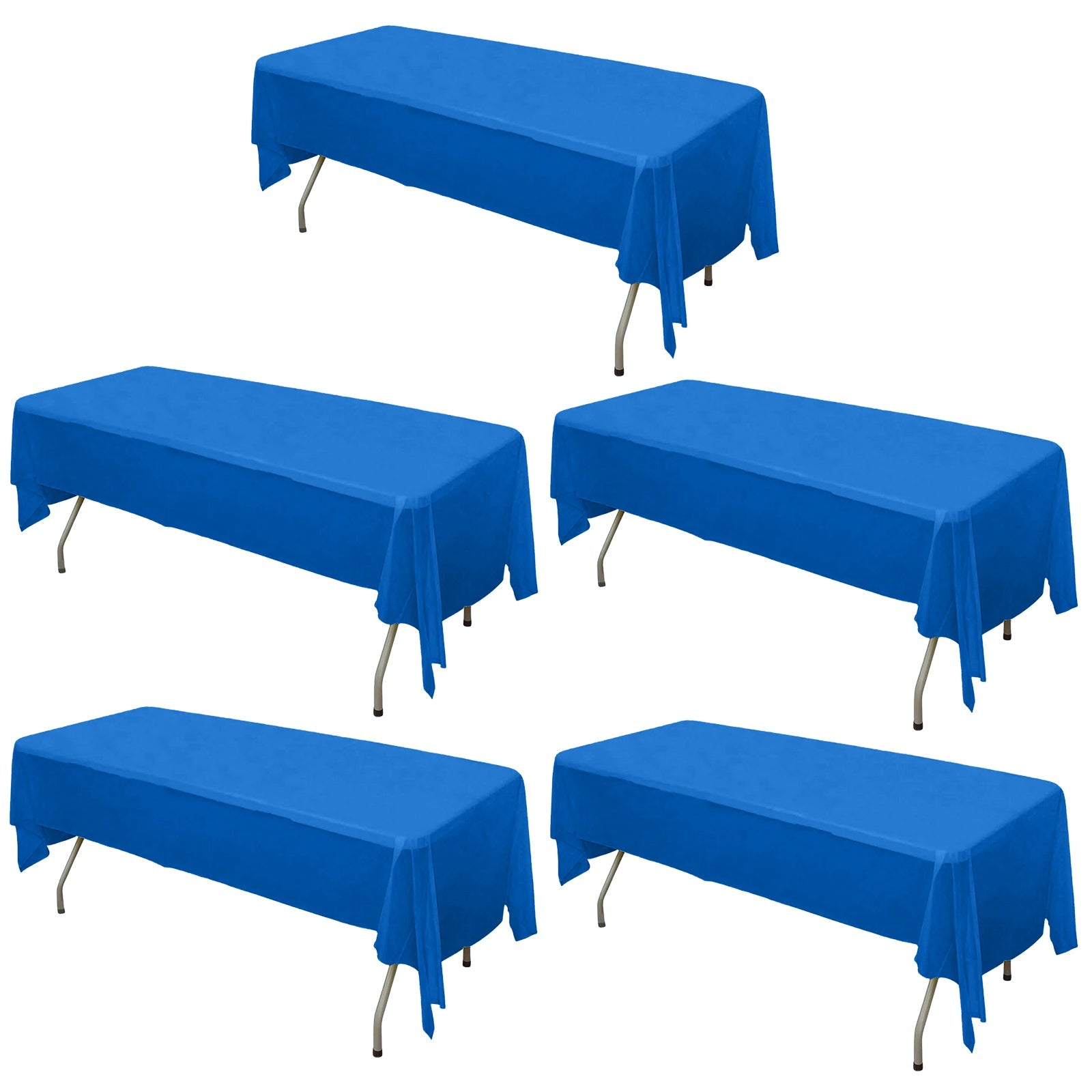 5 - Pack Plastic Table Covers Royal Blue Rectangle - Reliable PVC Disposable Covers for Gatherings 54"x108" - Bell Racket Store