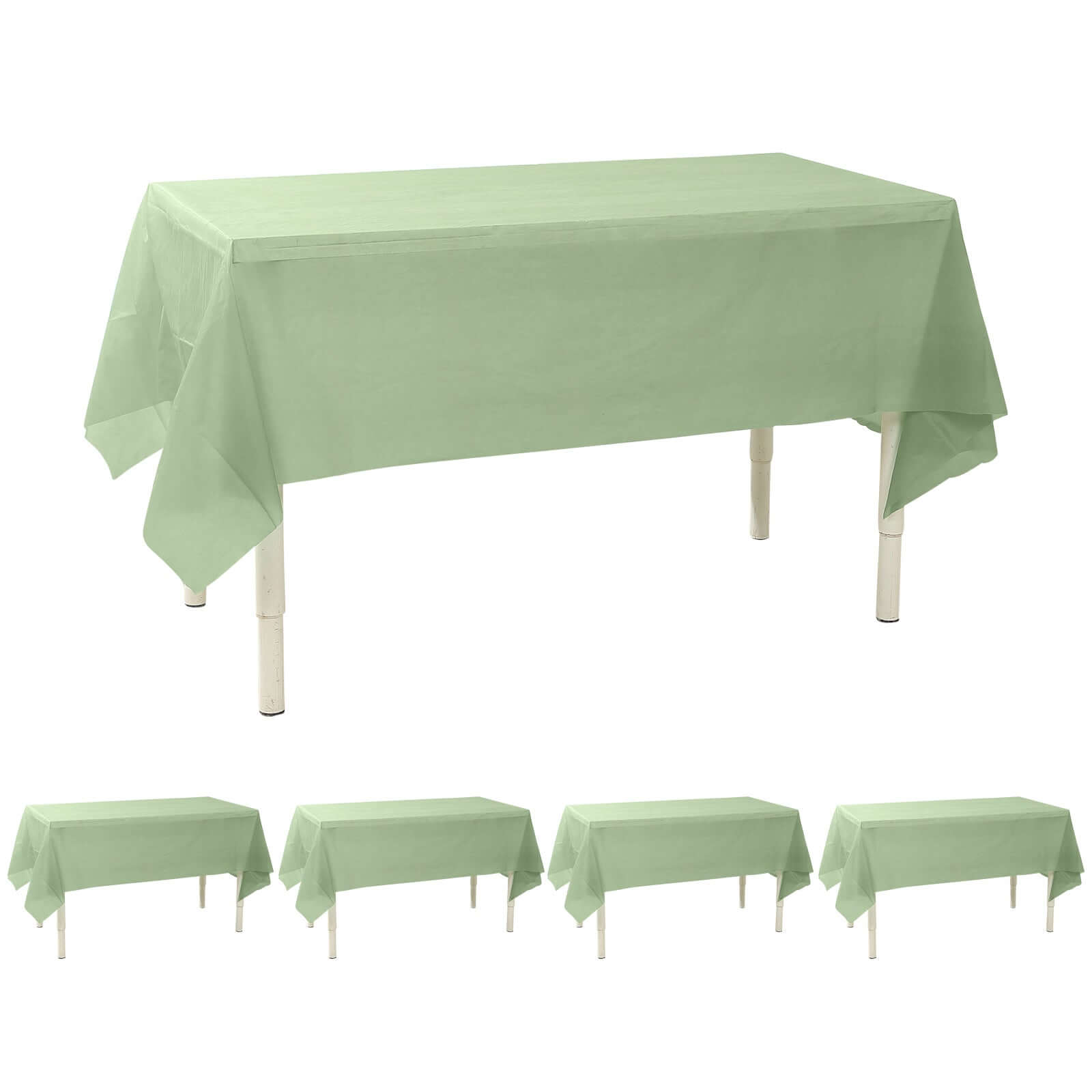 5 - Pack Plastic Table Covers Sage Green Rectangle - Reliable PVC Disposable Covers for Gatherings 54"x108" - Bell Racket Store