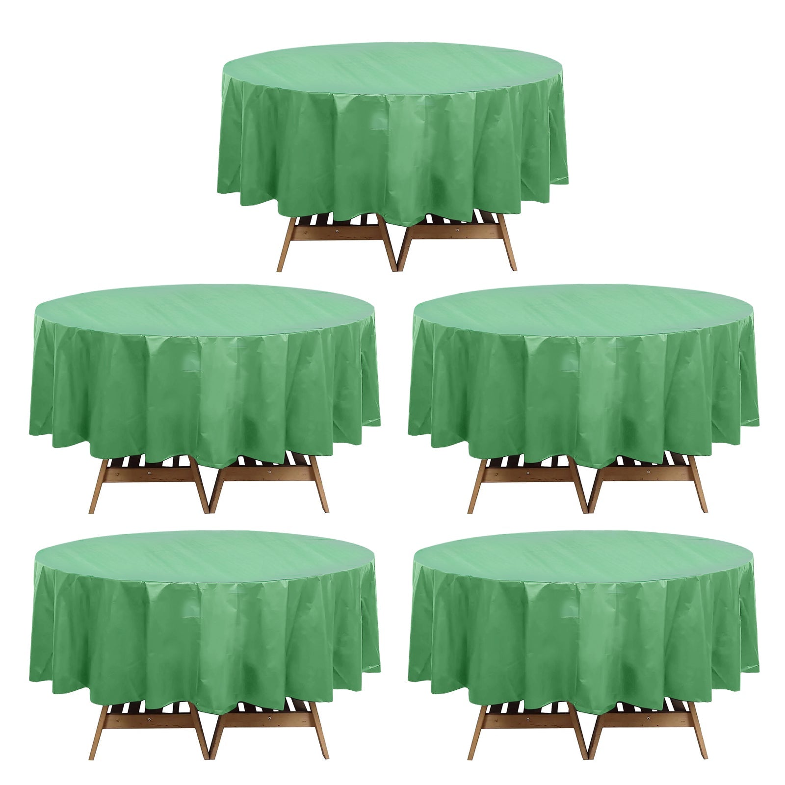 5 - Pack Plastic Table Covers Sage Green Round - Durable PVC Disposable Tablecloths for Events 84" - Bell Racket Store