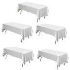 5 - Pack Plastic Table Covers White Rectangle - Reliable PVC Disposable Covers for Gatherings 54"x108" - Bell Racket Store