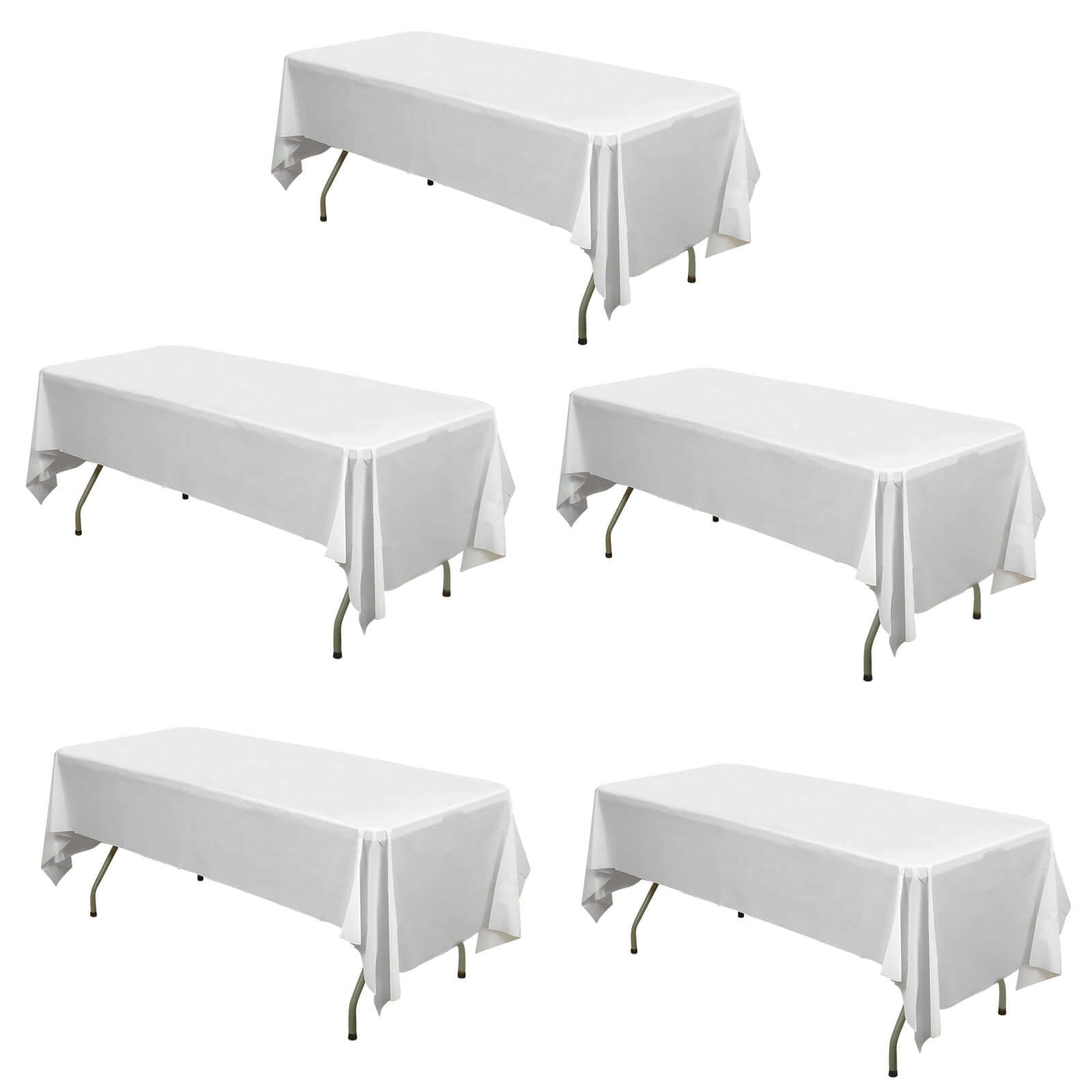 5 - Pack Plastic Table Covers White Rectangle - Reliable PVC Disposable Covers for Gatherings 54"x108" - Bell Racket Store