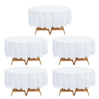 5 - Pack Plastic Table Covers White Round - Durable PVC Disposable Tablecloths for Events 84" - Bell Racket Store