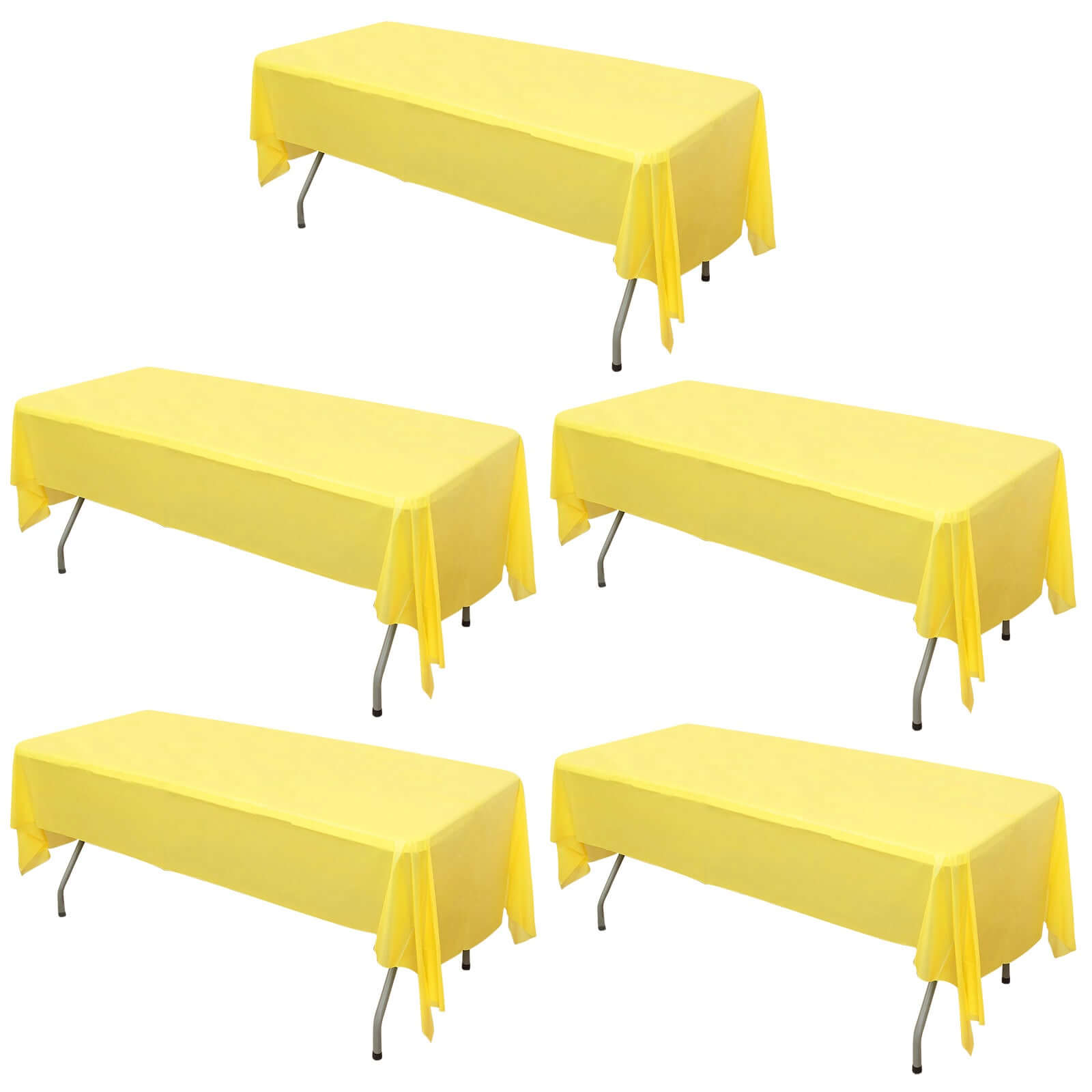 5 - Pack Plastic Table Covers Yellow Rectangle - Reliable PVC Disposable Covers for Gatherings 54"x108" - NestOCart