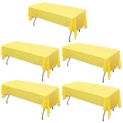 5 - Pack Plastic Table Covers Yellow Rectangle - Reliable PVC Disposable Covers for Gatherings 54"x108" - NestOCart