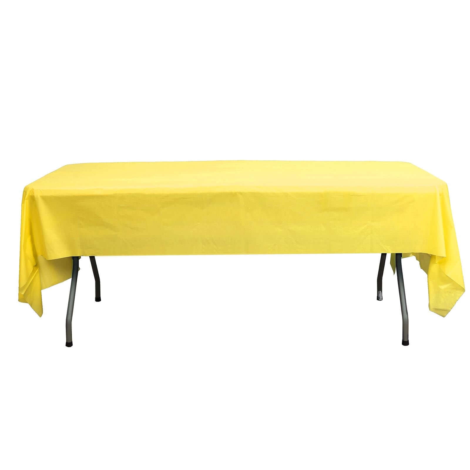 5 - Pack Plastic Table Covers Yellow Rectangle - Reliable PVC Disposable Covers for Gatherings 54"x108" - NestOCart