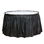 5 Pack Plastic Table Skirts Black Ruffled - Durable Disposable Skirts for Events 14ft - Bell Racket Store