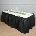 5 Pack Plastic Table Skirts Black Ruffled - Durable Disposable Skirts for Events 14ft - Bell Racket Store