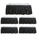 5 Pack Plastic Table Skirts Black Ruffled - Durable Disposable Skirts for Events 14ft - Bell Racket Store