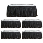 5 Pack Plastic Table Skirts Black Ruffled - Durable Disposable Skirts for Events 14ft - Bell Racket Store