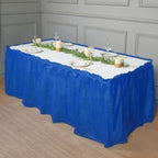 5 Pack Plastic Table Skirts Royal Blue Ruffled - Durable Disposable Skirts for Events 14ft - Bell Racket Store