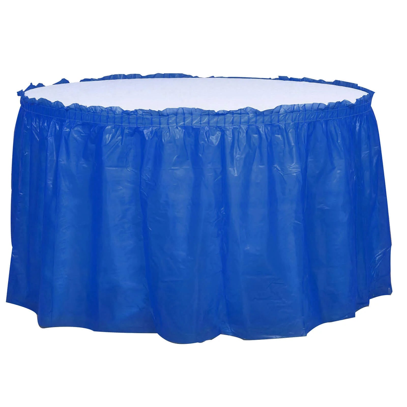 5 Pack Plastic Table Skirts Royal Blue Ruffled - Durable Disposable Skirts for Events 14ft - Bell Racket Store