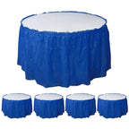 5 Pack Plastic Table Skirts Royal Blue Ruffled - Durable Disposable Skirts for Events 14ft - Bell Racket Store