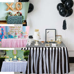 5 Pack Plastic Table Skirts White Ruffled - Durable Disposable Skirts for Events 14ft - Bell Racket Store