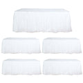 5 Pack Plastic Table Skirts White Ruffled - Durable Disposable Skirts for Events 14ft - Bell Racket Store