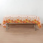 5 - Pack Plastic Tablecloths Orange Thanksgiving Rectangle with Fall Leaves Pumpkin Print - Festive PVC Disposable Table Covers 54"x108" - Bell Racket Store
