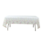 5 - Pack Plastic Tablecloths White/Green Spring Floral Rectangle with Wild Flowers Butterfly Print - Durable PVC Disposable Table Covers 54"x108" - Bell Racket Store