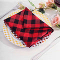 5 Pack Polyester 15"x15" Napkins Black/Red Buffalo Plaid Gingham Style Cloth Napkins