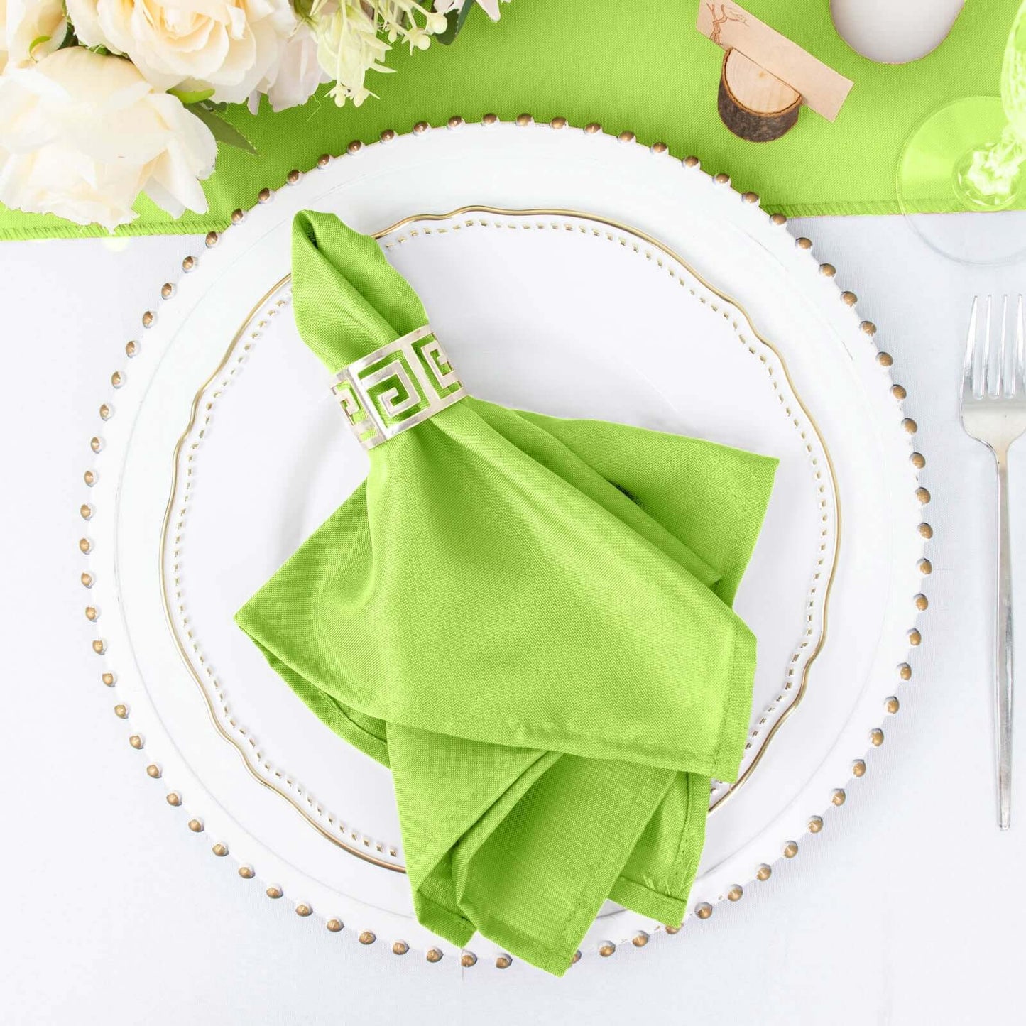 5 Pack Polyester 17"x17" Napkins Apple Green - Durable & Wrinkle Resistant Dinner Napkins - NestOCart