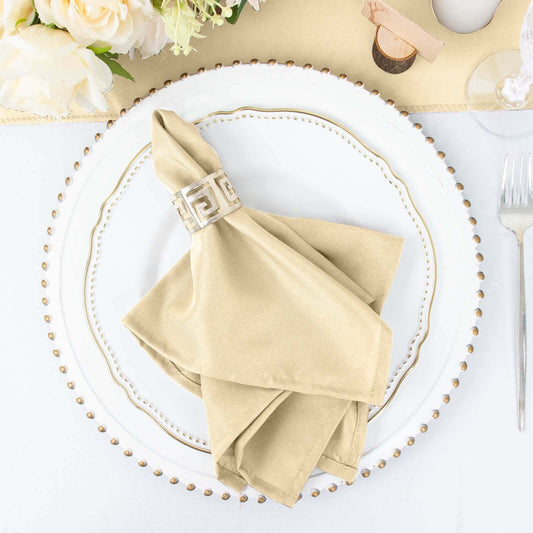 5 Pack Polyester 17"x17" Napkins Beige - Durable & Wrinkle Resistant Dinner Napkins - NestOCart