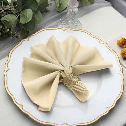 5 Pack Polyester 17"x17" Napkins Beige - Durable & Wrinkle Resistant Dinner Napkins - NestOCart