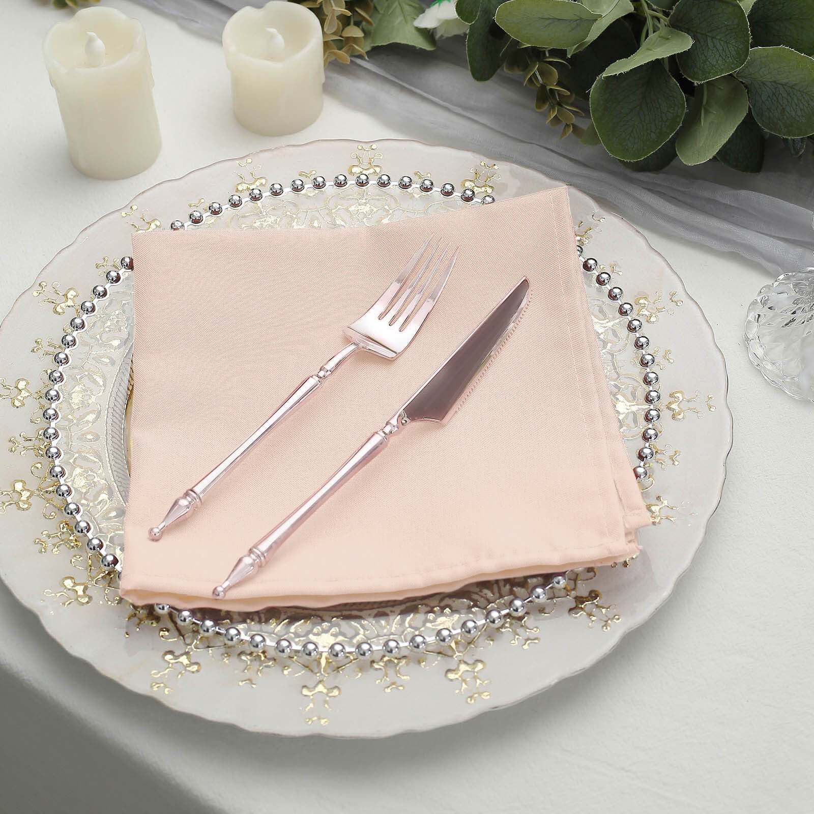 5 Pack Polyester 17"x17" Napkins Blush - Durable & Wrinkle Resistant Dinner Napkins - NestOCart