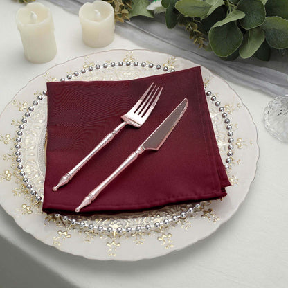 5 Pack Polyester 17"x17" Napkins Burgundy - Durable & Wrinkle Resistant Dinner Napkins - NestOCart
