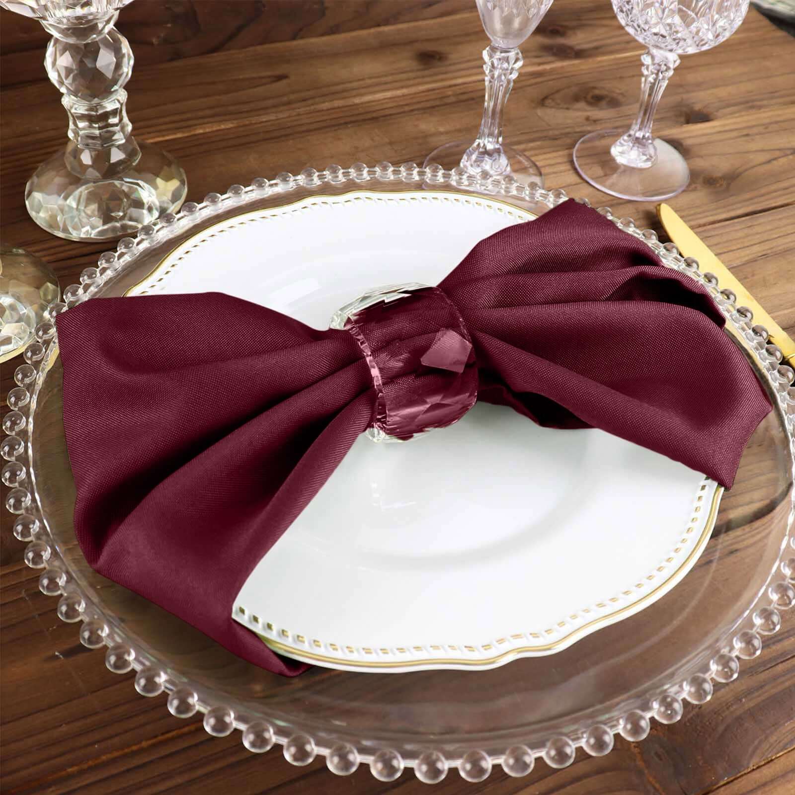 5 Pack Polyester 17"x17" Napkins Burgundy - Durable & Wrinkle Resistant Dinner Napkins - NestOCart