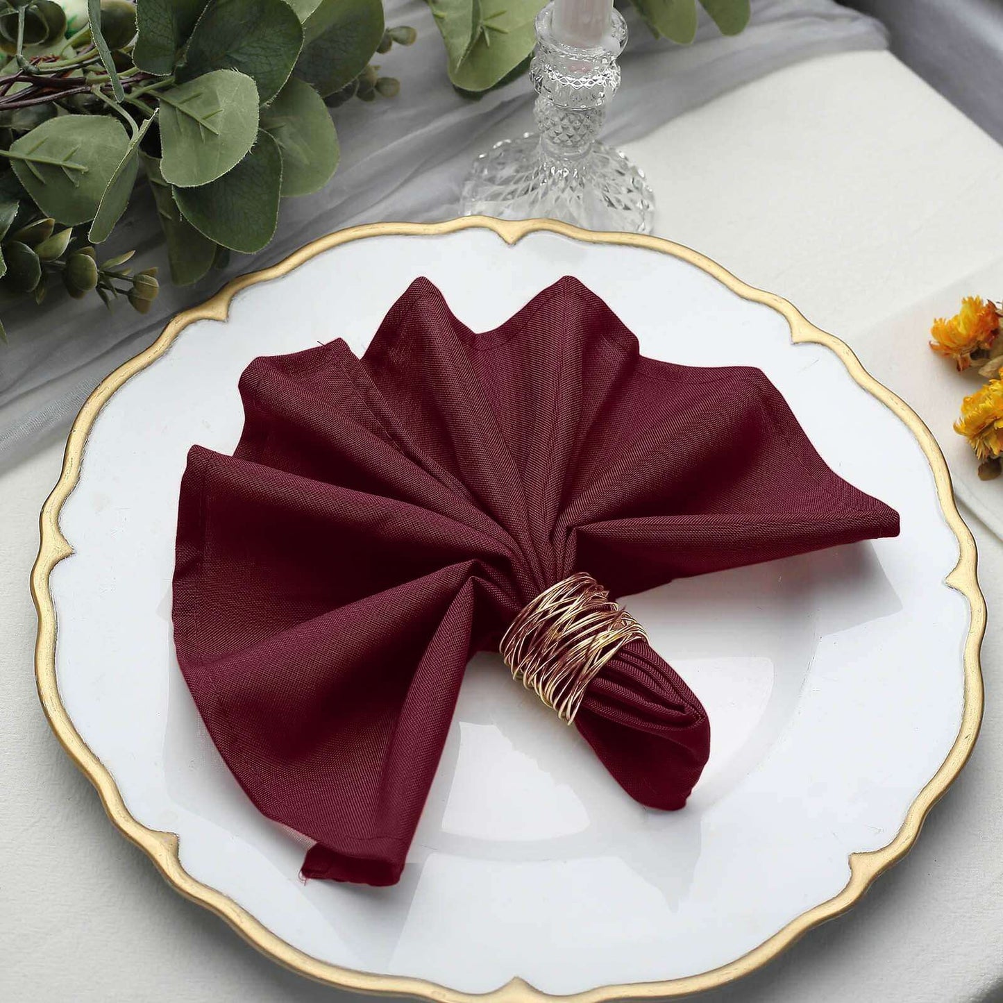 5 Pack Polyester 17"x17" Napkins Burgundy - Durable & Wrinkle Resistant Dinner Napkins - NestOCart