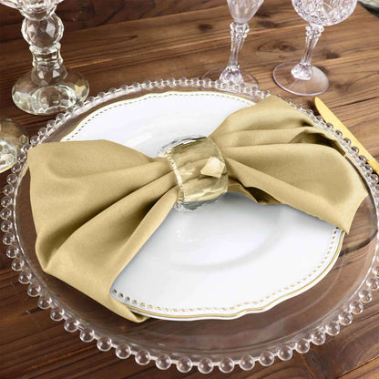 5 Pack Polyester 17"x17" Napkins Champagne - Durable & Wrinkle Resistant Dinner Napkins - NestOCart