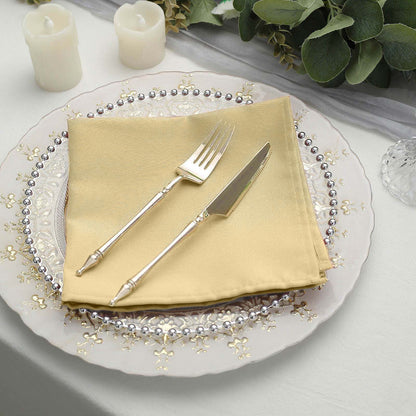 5 Pack Polyester 17"x17" Napkins Champagne - Durable & Wrinkle Resistant Dinner Napkins - NestOCart