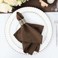 5 Pack Polyester 17"x17" Napkins Chocolate - Durable & Wrinkle Resistant Dinner Napkins