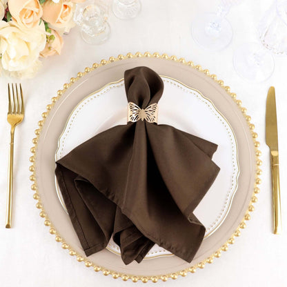5 Pack Polyester 17"x17" Napkins Chocolate - Durable & Wrinkle Resistant Dinner Napkins - NestOCart