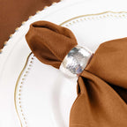 5 Pack Polyester 17"x17" Napkins Cinnamon Brown - Durable & Wrinkle Resistant Dinner Napkins - Bell Racket Store