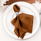 5 Pack Polyester 17"x17" Napkins Cinnamon Brown - Durable & Wrinkle Resistant Dinner Napkins - Bell Racket Store