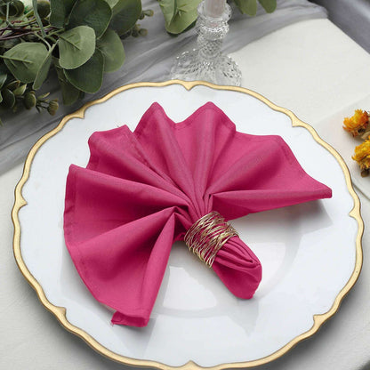 5 Pack Polyester 17"x17" Napkins Fuchsia - Durable & Wrinkle Resistant Dinner Napkins - NestOCart