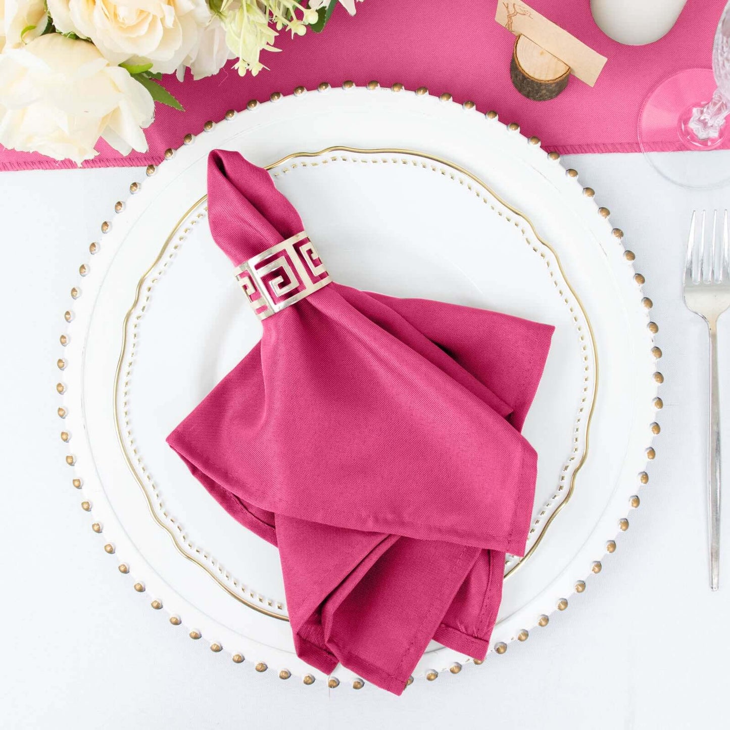 5 Pack Polyester 17"x17" Napkins Fuchsia - Durable & Wrinkle Resistant Dinner Napkins - NestOCart