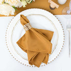 5 Pack Polyester 17"x17" Napkins Gold - Durable & Wrinkle Resistant Dinner Napkins for Everyday Dining & Events - Bell Racket Store