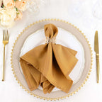 5 Pack Polyester 17"x17" Napkins Gold - Durable & Wrinkle Resistant Dinner Napkins for Everyday Dining & Events - Bell Racket Store