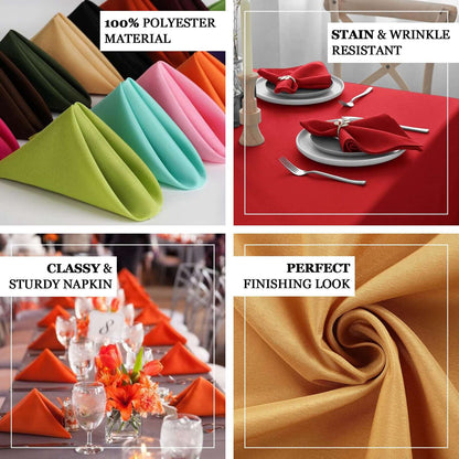 5 Pack Polyester 17"x17" Napkins Ivory - Durable & Wrinkle Resistant Dinner Napkins - NestOCart